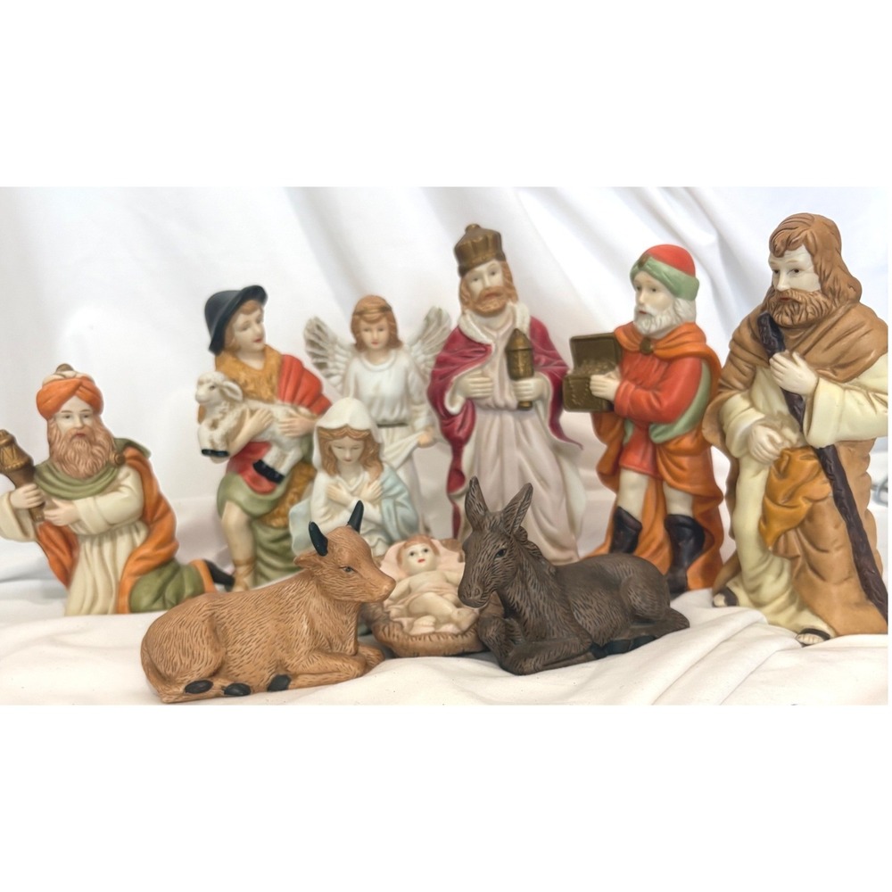 Vintage Brinn's Nativity Set 10 Pc Porcelain Pittsburgh PA Made China Christmas